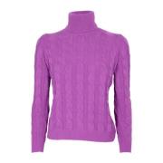 CASHMERE COMPANY Flätad Polotröja Lila Purple, Dam