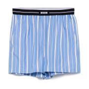 MSGM Blå/Vit Elastisk Midjeband Shorts Bakficka Blue, Dam