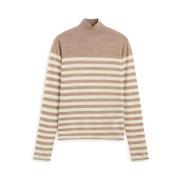 ECOALF Randig Stickad Turtlenecks Beige, Dam