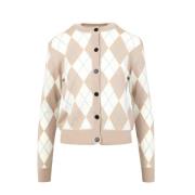 MSGM Tröja med diamantmönster Beige, Dam