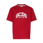 GCDS Enkel och iögonfallande T-shirt med korta ärmar Red, Herr