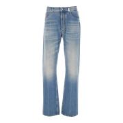 Alexander McQueen Blå High Waisted Logo Detalj Jeans Blue, Herr