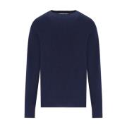 AMARÁNTO Blå Ull Crewneck Tröja Blue, Herr