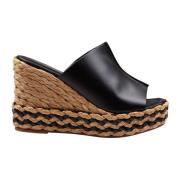 Paloma Barceló Raffia Kil Läder Sandal Black, Dam