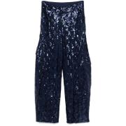 ROTATE Birger Christensen Sequin Belted Navy Blue Cargo Pants Blue, Da...