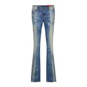 Diesel Flared Jeans Bicolor Design Kvinna Blue, Dam