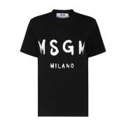 MSGM Svart Logo Print T-shirt Black, Dam