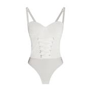 Elisabetta Franchi Stretch Crêpe Korsad Band Body White, Dam