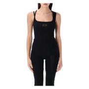 OTTOLINGER Svart Ribbad Tanktop Kvadratisk Halsringning Black, Dam