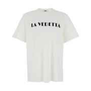 MSGM Vit Crewneck T-shirt med Front Print White, Herr