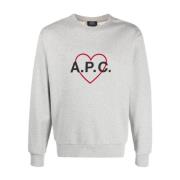 A.P.C. Leon Heart Logo Sweatshirt Gray, Dam