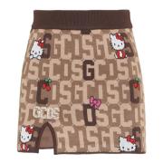 GCDS Hello Kitty Ullblandad Minikjol Brown, Dam