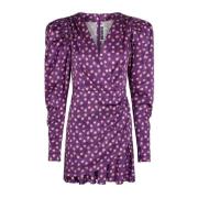 ROTATE Birger Christensen Pansy Satin Cocktail Mini Dress Purple, Dam