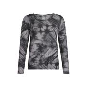 IN FRONT Mesh T-shirt med Tryck Grå Black, Dam