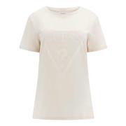 Guess Adele Bomull T-shirt med Triangel Logo White, Dam