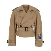 MSGM Beige Dubbelknäppt Trenchcoat med Midjebälte Beige, Dam