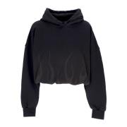 VISION OF SUPER Flames Cropped Hoodie Svart Black, Dam