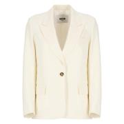 MSGM Ivory Ull Blazer Peak Revers Jacka Beige, Dam