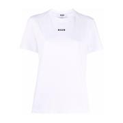 MSGM Vit Logotyp Tryck Bomull T-shirt White, Dam