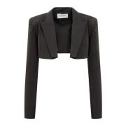 MONOT Stilren Crop Blazer för Kvinnor Black, Dam