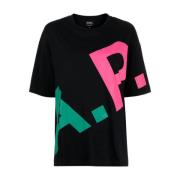 A.P.C. Svarta T-shirts och Polos med Tricolour Logo Black, Dam