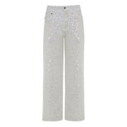 P.A.R.O.S.H. Paljettapplikation Vita Jeans White, Dam