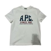 A.P.C. Vit Bomull Tryckt T-shirt White, Herr