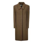 LOW CLASSIC Fluffy Wool Mac Coat Brown, Dam