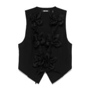 ROTATE Birger Christensen Black Flower Waistcoat Black, Dam