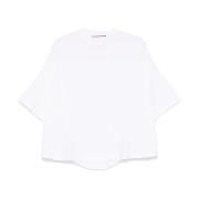 PLAN C Vit Oversize T-shirt med Baktryck White, Dam