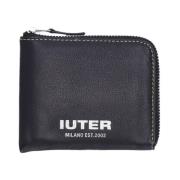 IUTER Svart Plånbok i Slät Läder med Dragkedja Black, Unisex