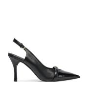 Furla Svart läder slingback klackar Black, Dam