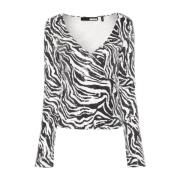 ROTATE Birger Christensen Zebra Print Sequin T-shirt Black, Dam