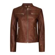 BTFCPH Bikerjacka 1075 Skind 100127 Mörk Cognac med Silverdetaljer Bro...