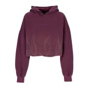 VISION OF SUPER Flames Cropped Hoodie Grape Wine Purple, Dam