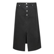 A.P.C. Vintage Noir Delavé Straight Cut Kjol Black, Dam