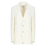 MM6 Maison Margiela Ivory Blazer med Reverskrage Beige, Dam