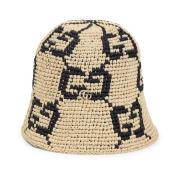 Gucci Raffia Hat för Stiligt Utseende Beige, Dam