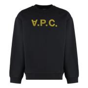 A.P.C. Sammetseffekt Oversize Sweatshirt med Ribbade Kanter Black, Her...