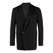 Costumein Dubbelknäppt Svart Ullblazer Black, Herr