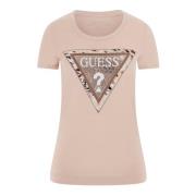 Guess Gepard Logo Triangel Tee Pink, Dam