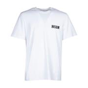 MSGM Vit Crewneck Bomull T-shirt med Logo White, Herr