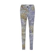 One Teaspoon Leopardmönstrade höga midje skinny jeans Blue, Dam