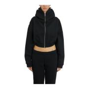 ENTIRE STUDIOS Cropped Zip Hoodie Black, Dam