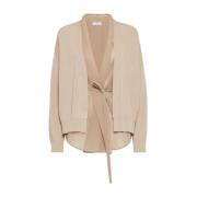 Brunello Cucinelli Lyxigt Biscuit Stickat Ss25 Beige, Dam