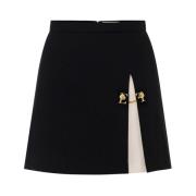 Elisabetta Franchi Elegant Bicolor Minikjol med Guld Detalj Black, Dam