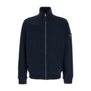 Stone Island Blå Bomullsweatshirt med Avtagbar Kompasslogotyp Blue, He...