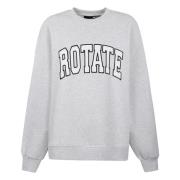 ROTATE Birger Christensen Crewneck Sweatshirt med broderi Gray, Dam