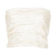 ROTATE Birger Christensen Satin Crop Scarf Top White, Dam