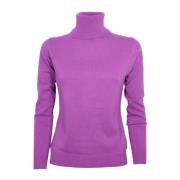 CASHMERE COMPANY Slim Fit Turtlenecktröja Purple, Dam